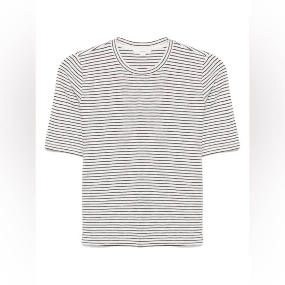 Vince Striped Black-Green and White T-Shirt